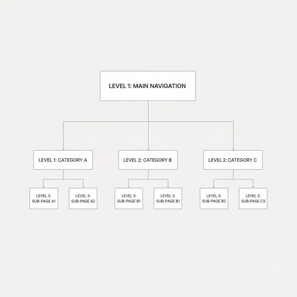 Diagram showing three level navigation naming hierarchy for digital products