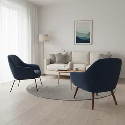 Navy Blue Accent Chair vs Armchair for Small Living Rooms