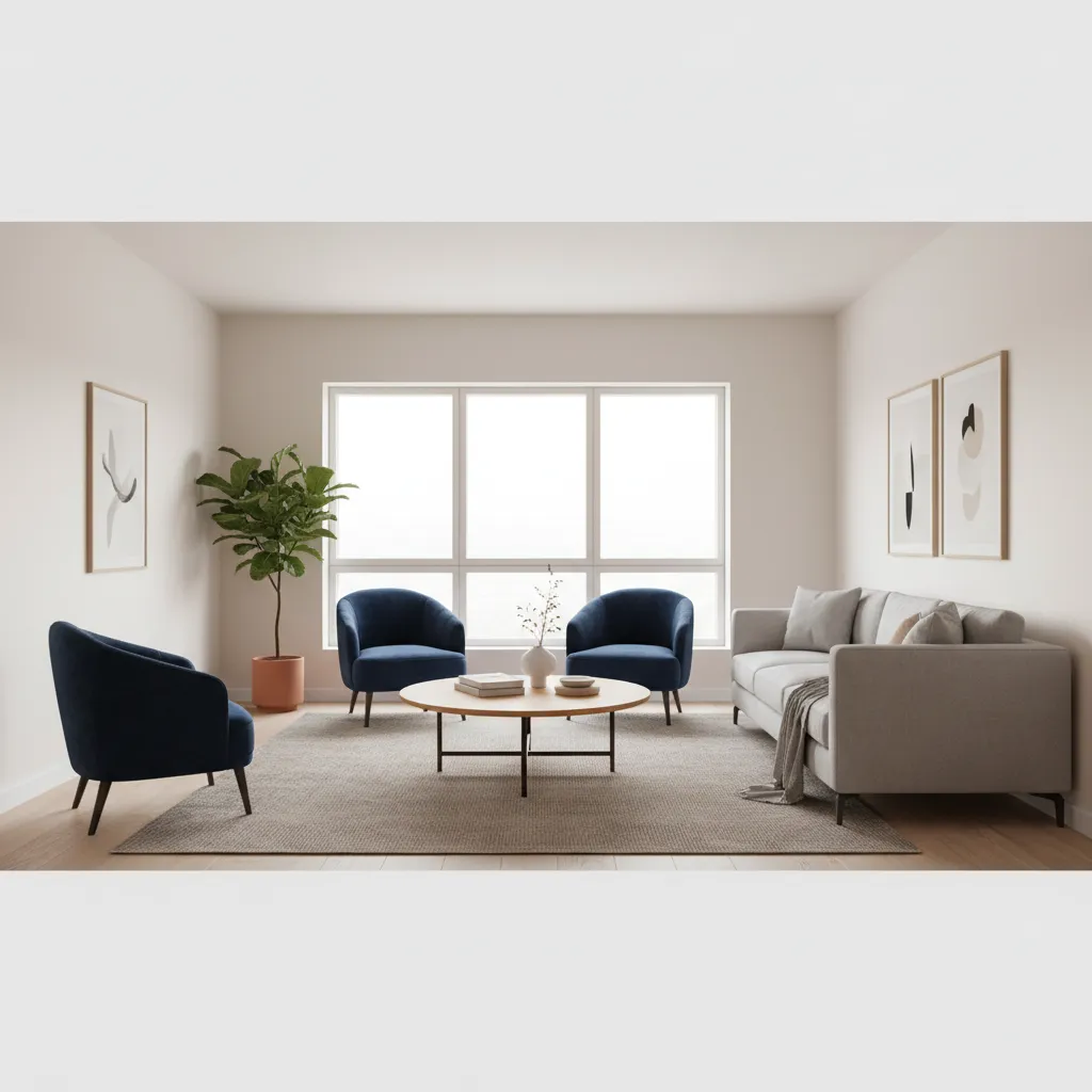 How to Arrange Navy Blue Chairs in a Small Living Room Without Making It Look Crowded: Practical layout strategies interior designers use to place navy accent chairs in compact living rooms without sacrificing space or flow.