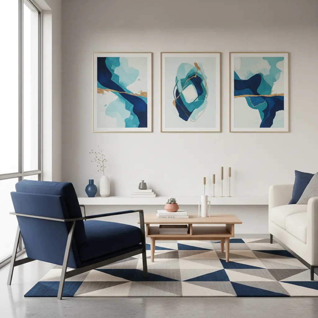 Decor and Textile Pairings for Navy Seating