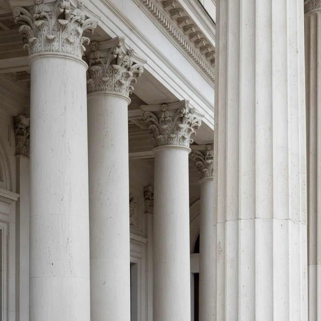 Detalle de columnas neoclásicas similares a las de la Casa Blanca