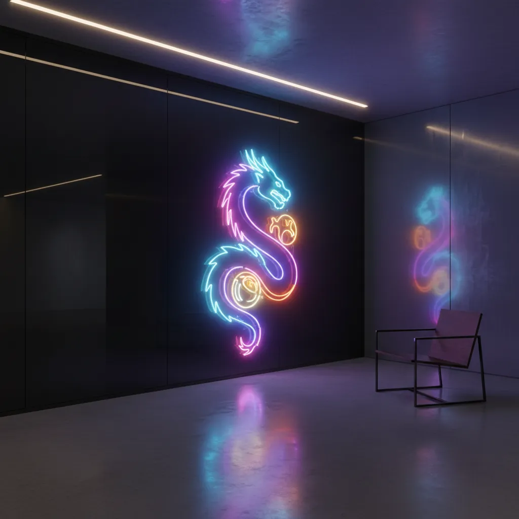 3D render demonstrating bloom glow around neon lights in a dark scene