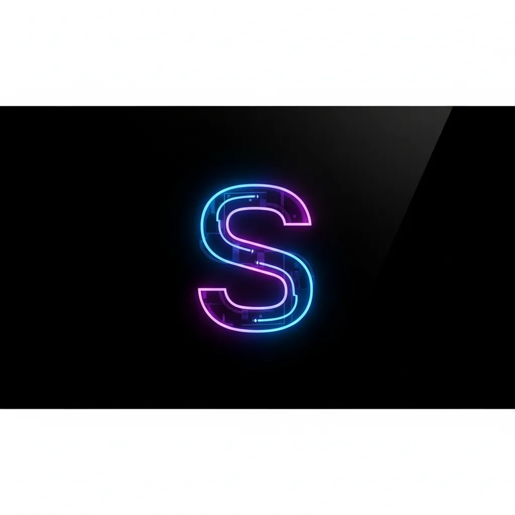 glowing neon S letter wallpaper on dark background