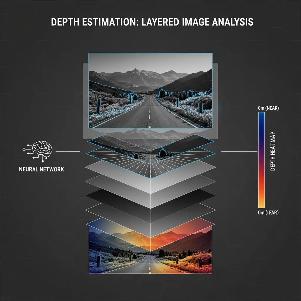Diagram style visualization of neural networks estimating depth from images