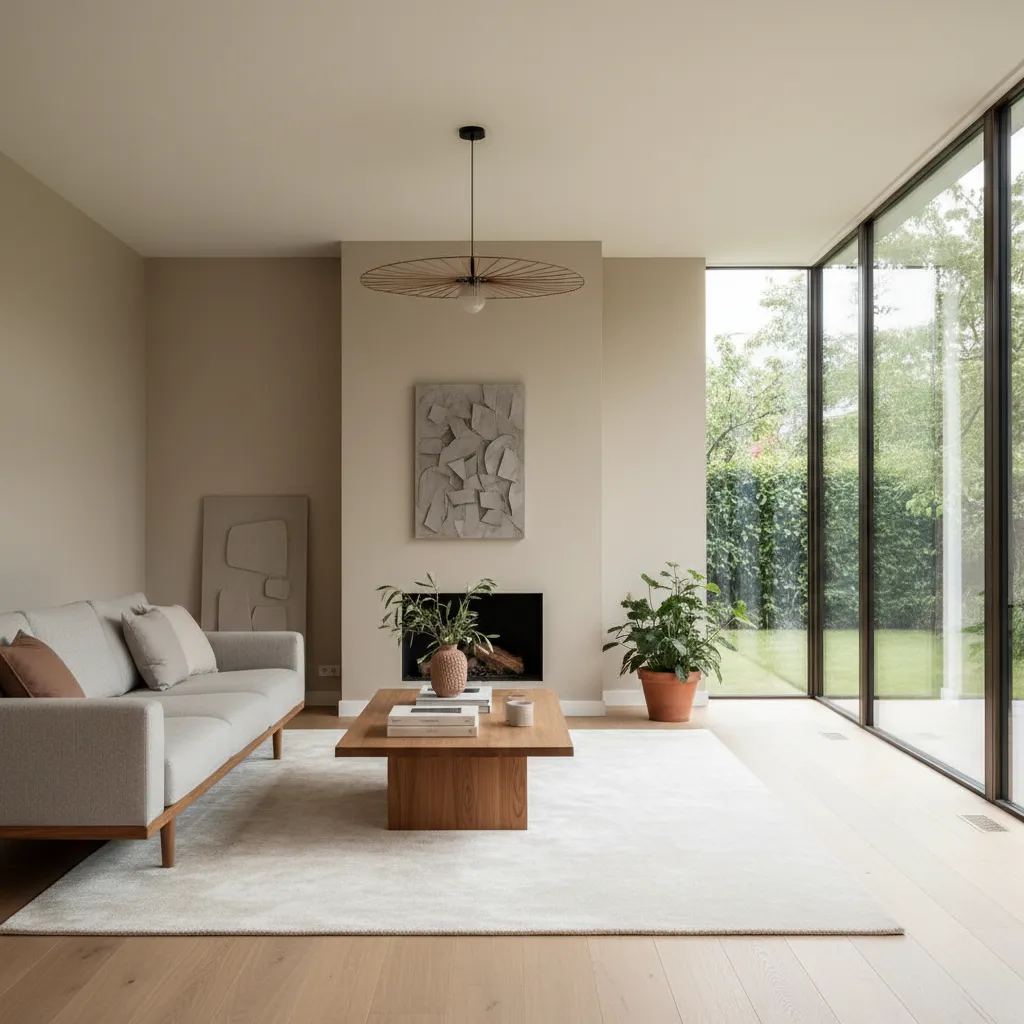 Interior de casa con paleta de colores neutros y luz natural