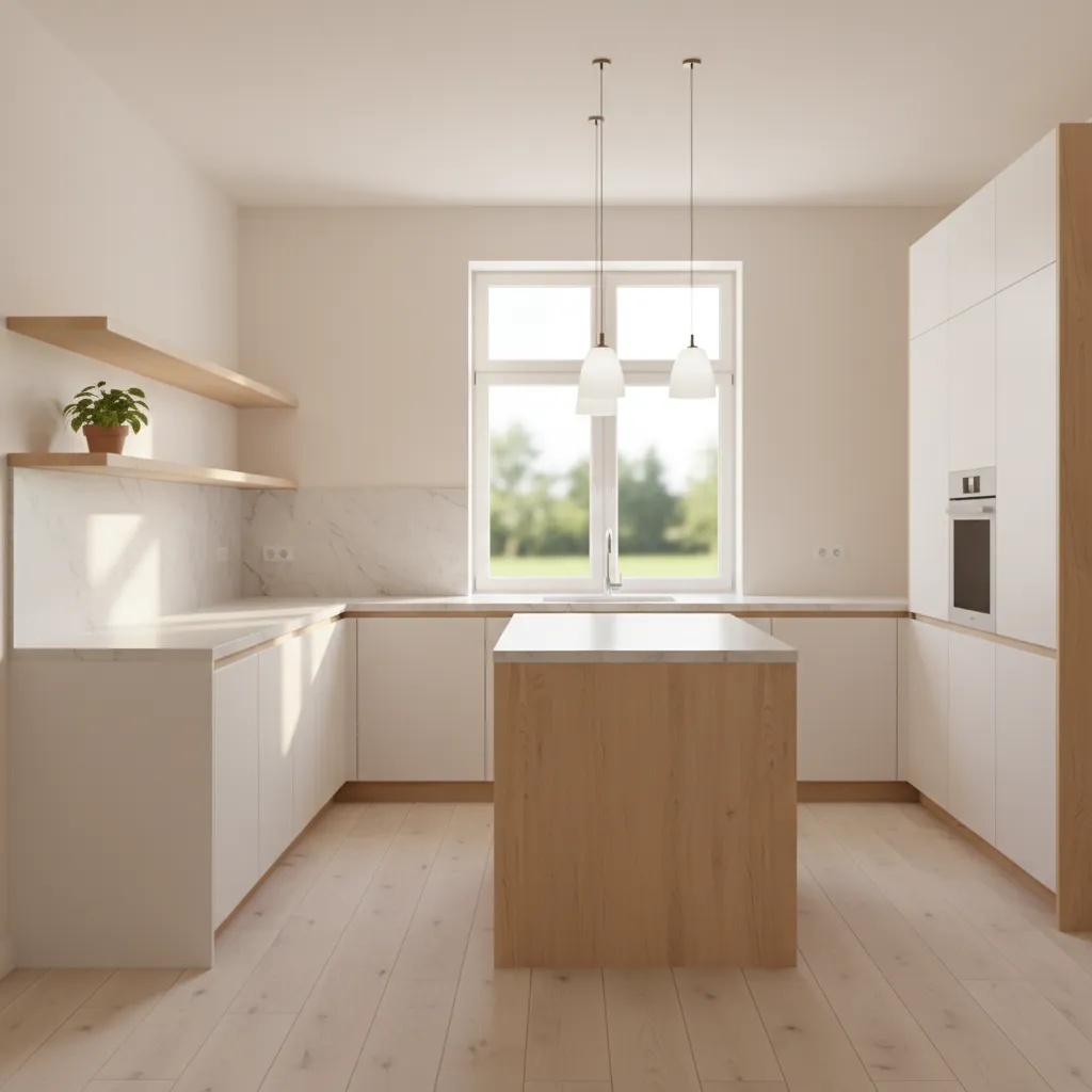 bright kitchen with warm white wall color and natural light