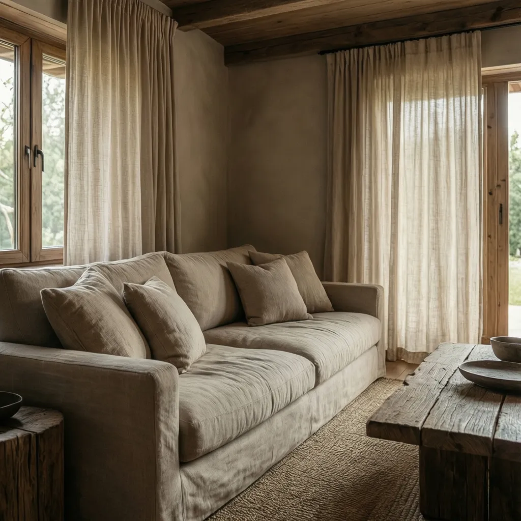 Interior rústico moderno con paleta de colores neutros