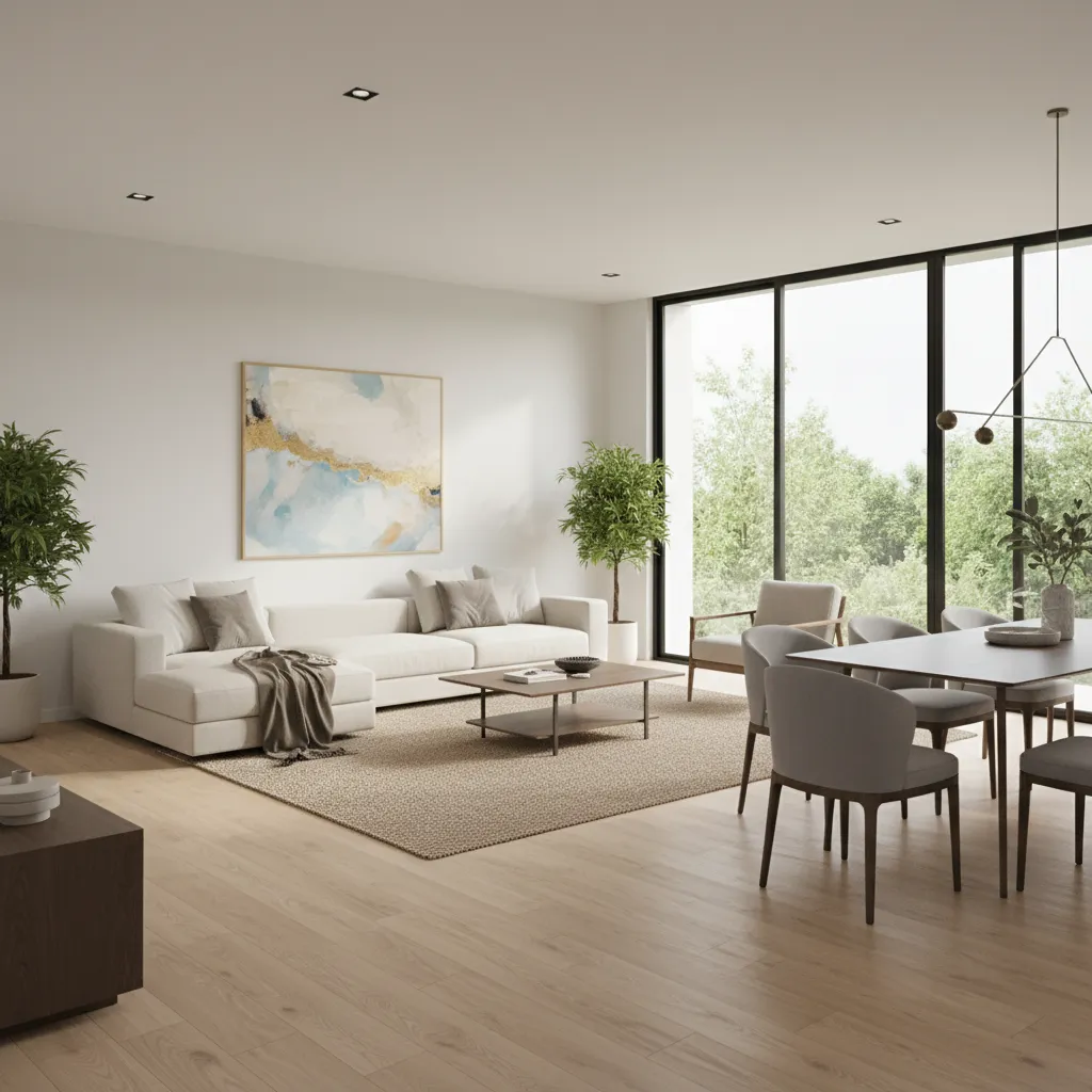 modern home interior with freshly installed luxury vinyl plank flooring