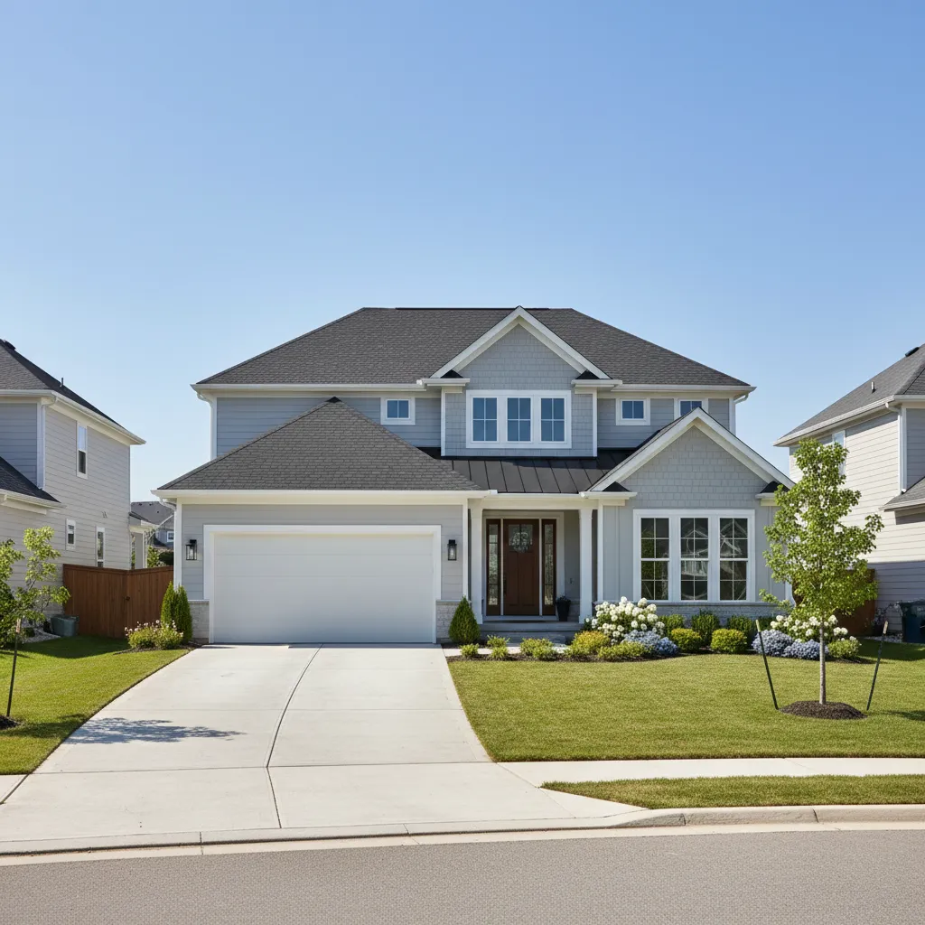 Beautiful suburban home with newly installed roof increasing curb appeal