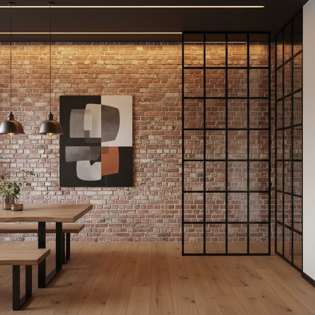 Materiales industriales en interior moderno
