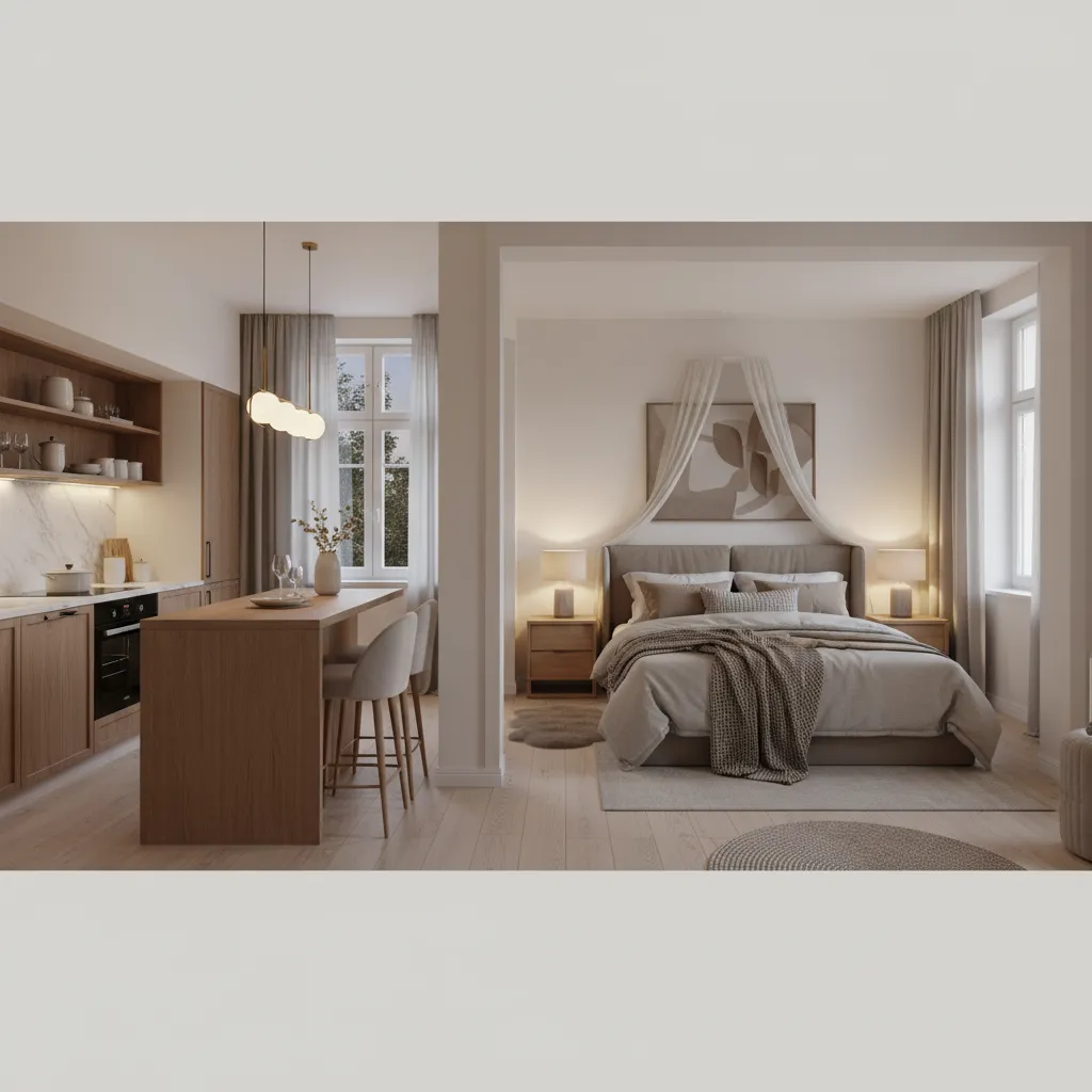 Newly Married Couple Romance Kitchen and Bedroom Ideas: Design a kitchen and bedroom that naturally encourage intimacy, comfort, and everyday romance for newly married couples