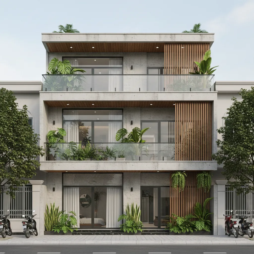 Mẫu thiết kế nhà ống 2 tầng 5x20m đẹp và tối ưu diện tích