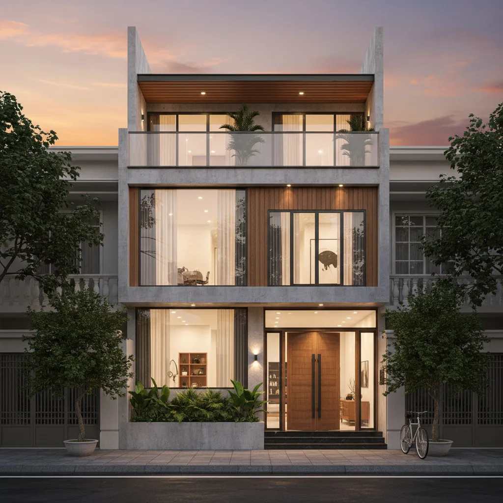 Mẫu thiết kế nhà ống lệch tầng 4x18m đẹp và tối ưu không gian