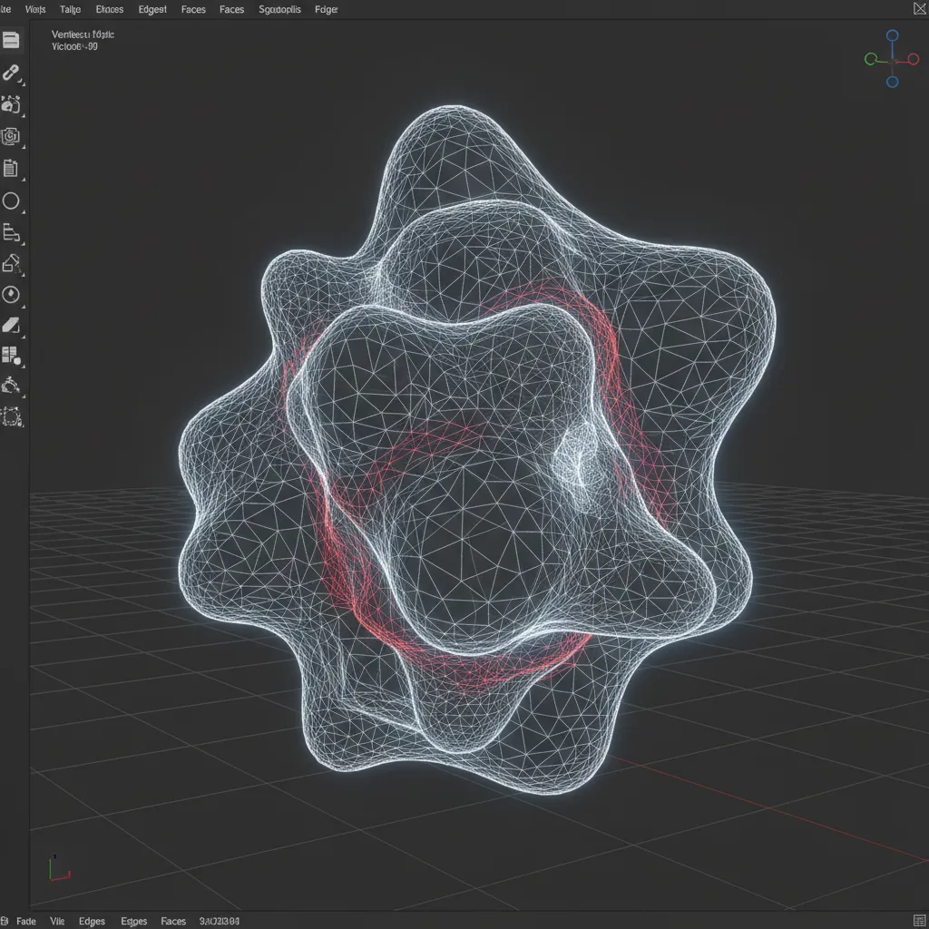 3D mesh model showing highlighted non manifold edges