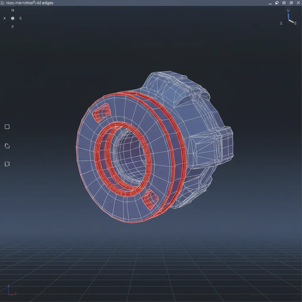 3D model with non manifold edges highlighted in red