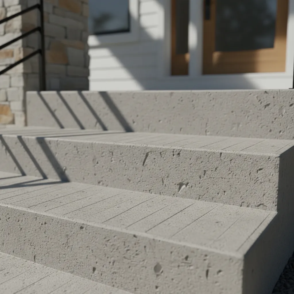 textured concrete outdoor steps with anti slip surface finish
