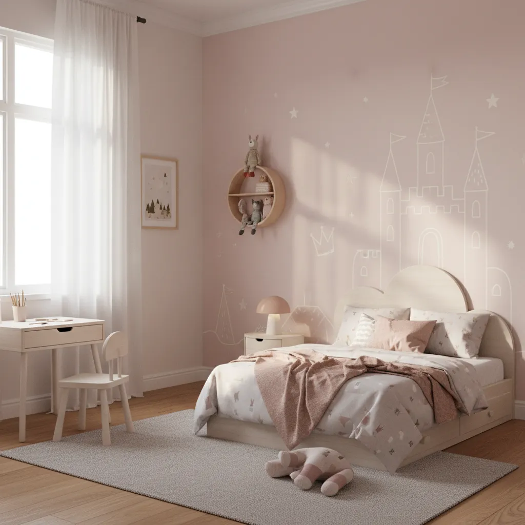 pastel princess bedroom wall painted with soft non toxic paint