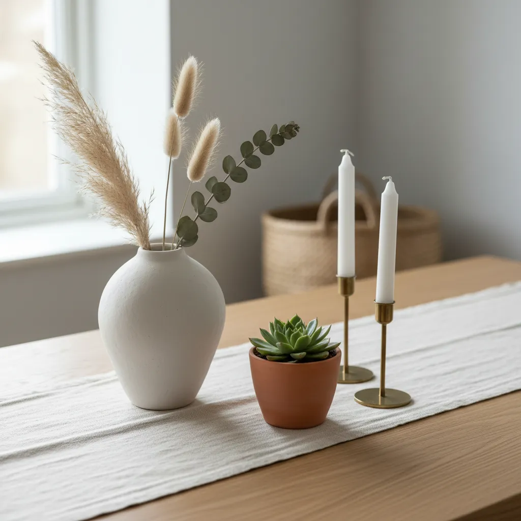 Detalle de materiales naturales usados en diseño escandinavo