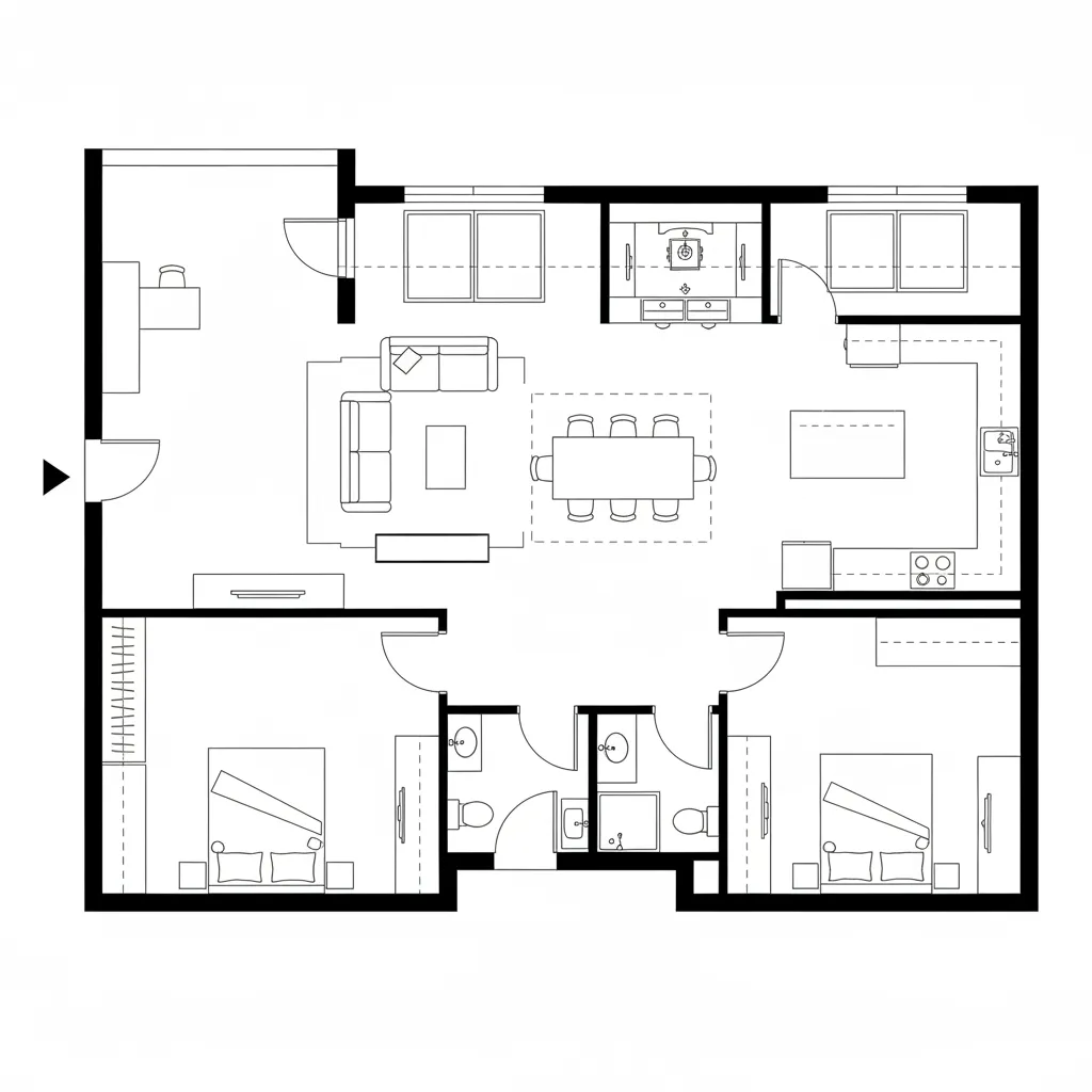 North-Light Living Core with East-Facing Pooja