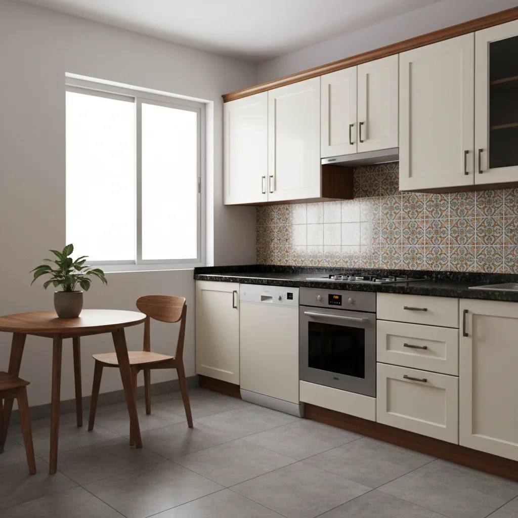 Kitchen layout showing north west stove placement alternative