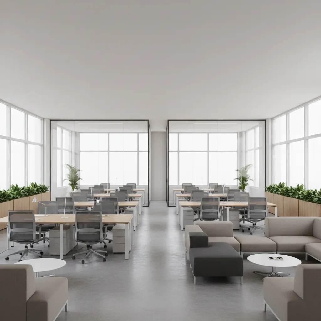 open collaborative office space inspired by Novartis campus design