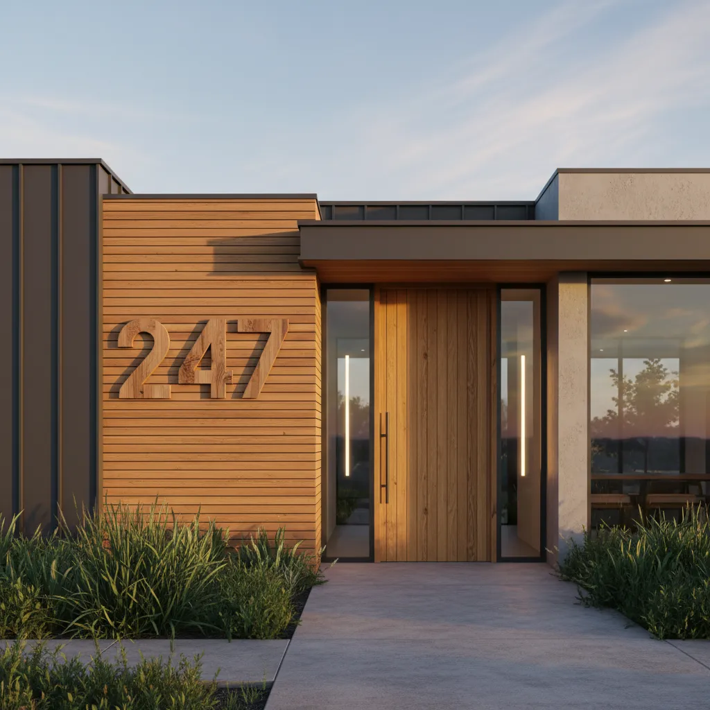 Diseños de números de casa en madera: ideas modernas