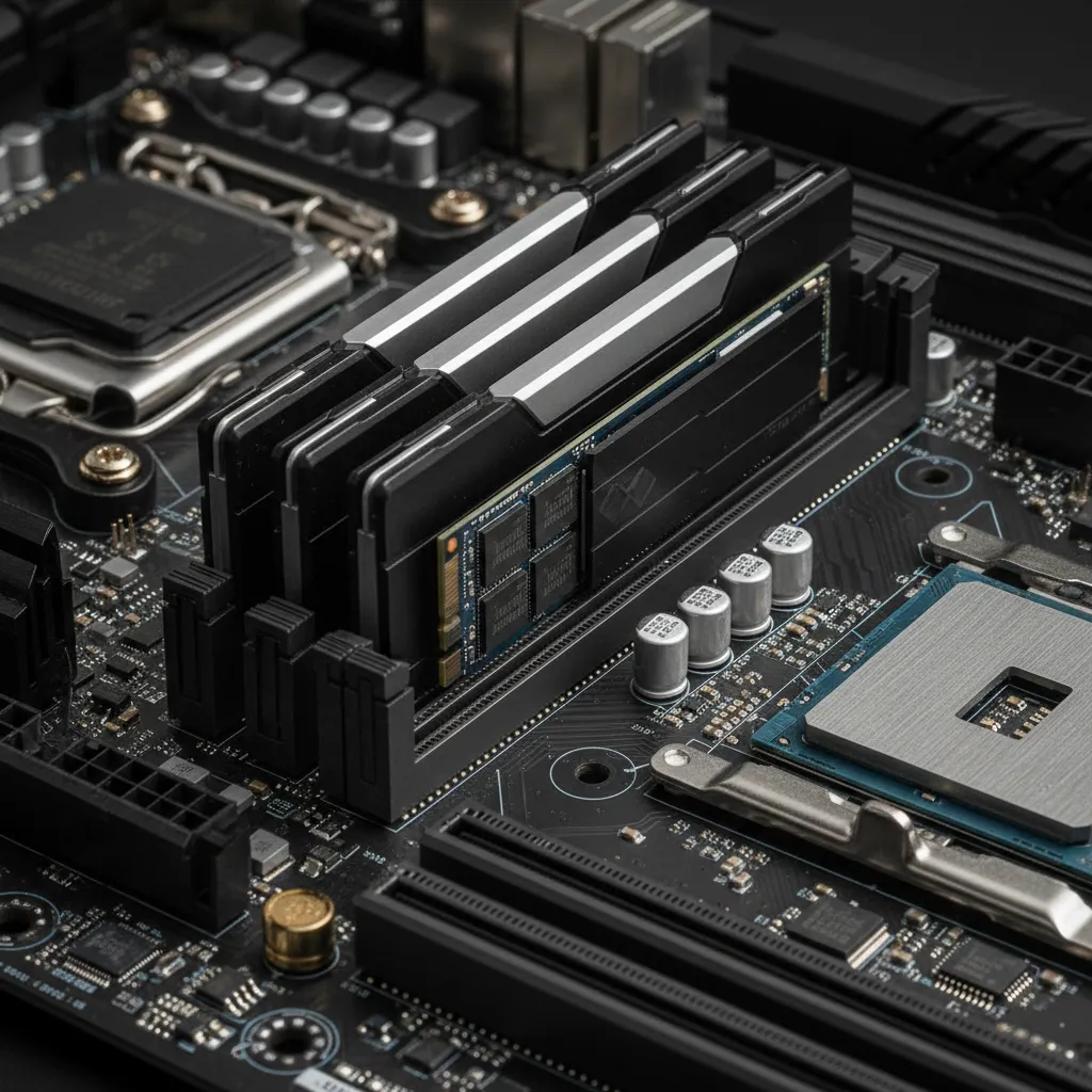 NVMe SSD installed on motherboard used for fast 3D rendering project storage