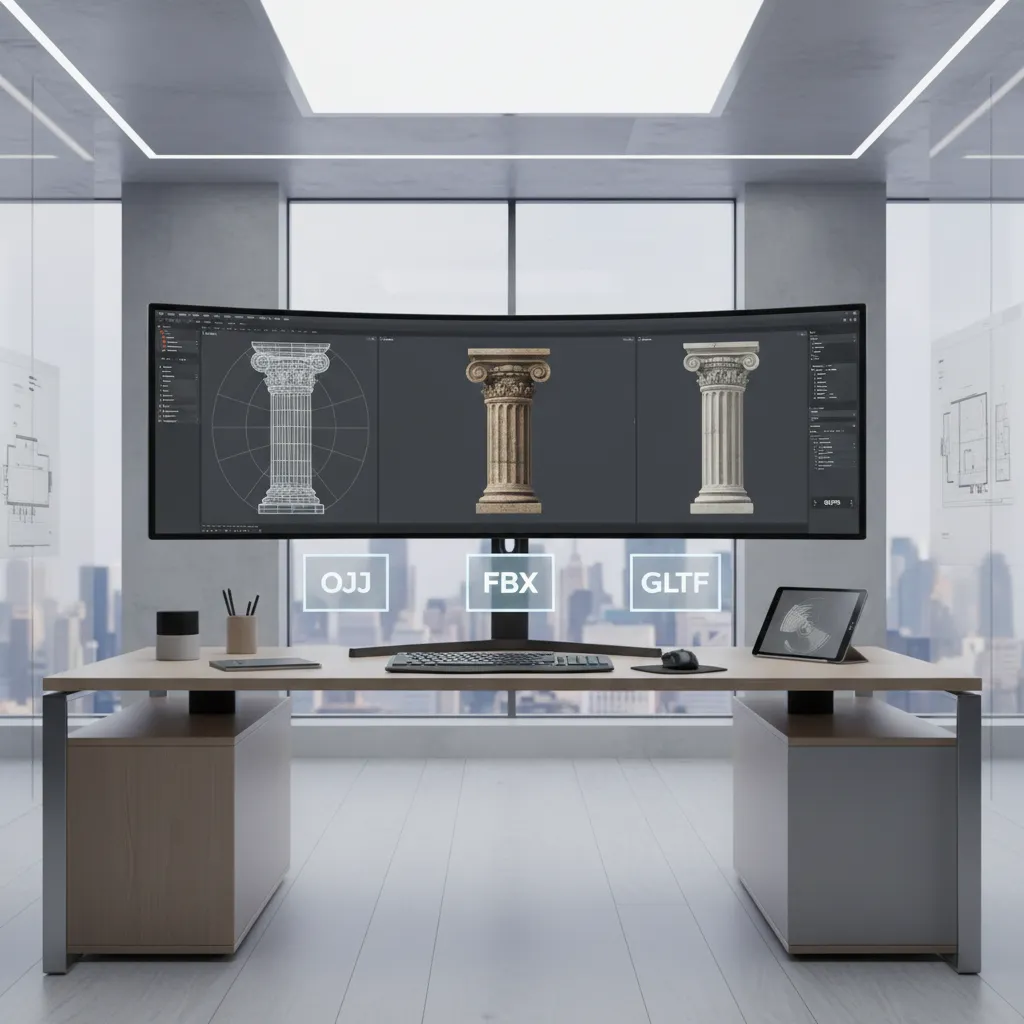 OBJ vs FBX vs GLTF Choosing the Best 3D Model Format for Design Import