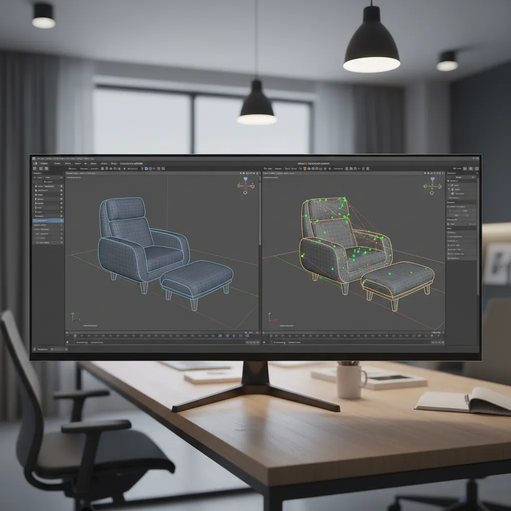 3D modeling viewport showing vertex selection mode versus object mode