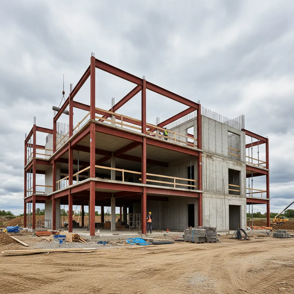 Estructura de una vivienda de diseño en fase de construcción