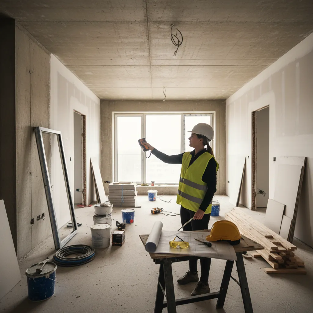 Diseñador de interiores supervisando una obra de remodelación