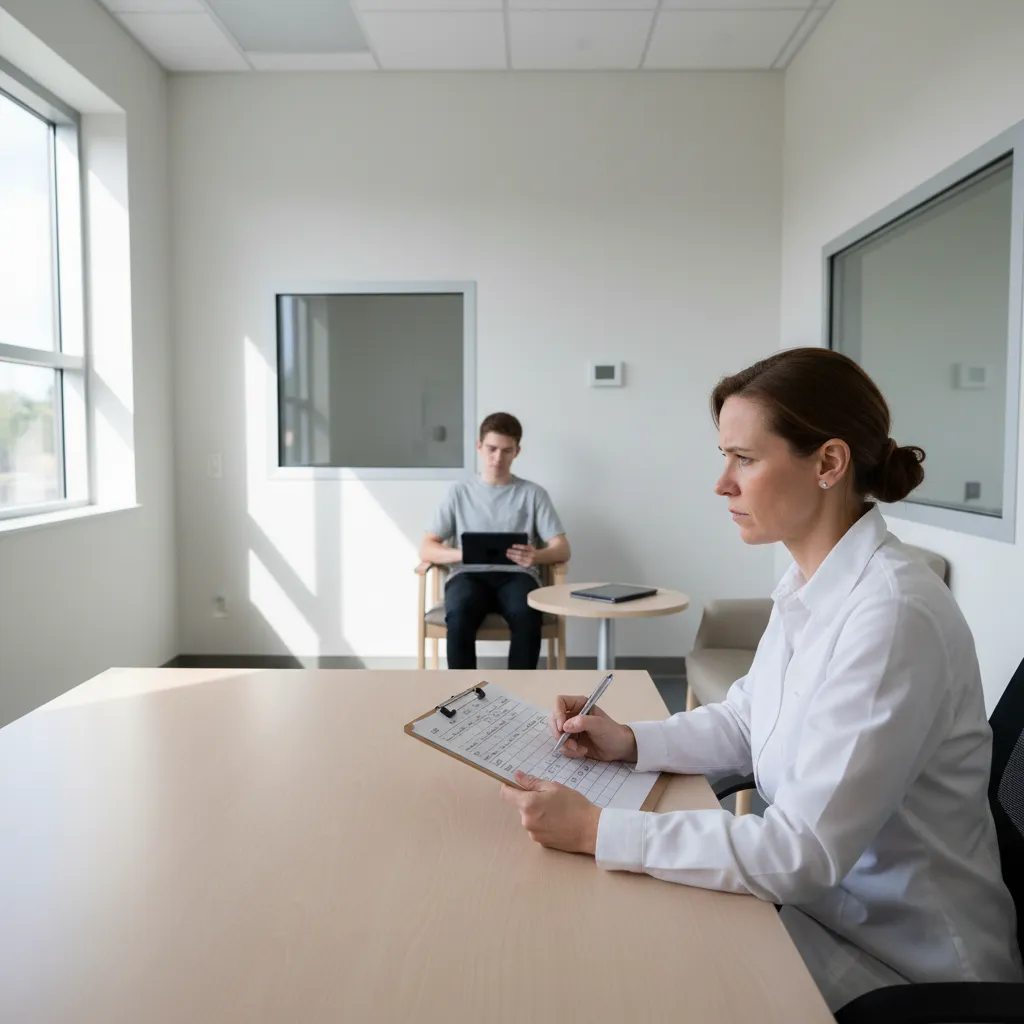 Investigador registrando comportamiento durante observación experimental