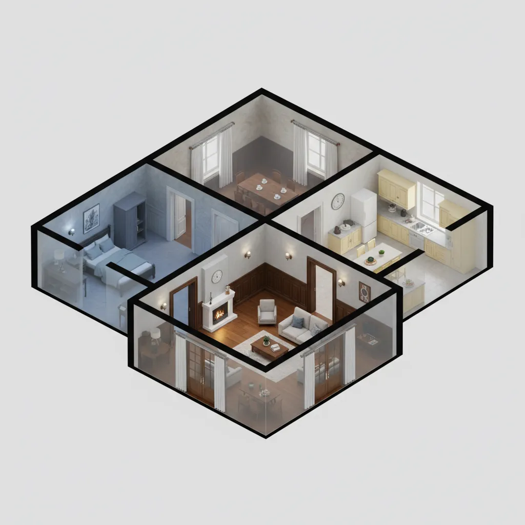 Diagram showing occlusion culling in a multi room house interior game level