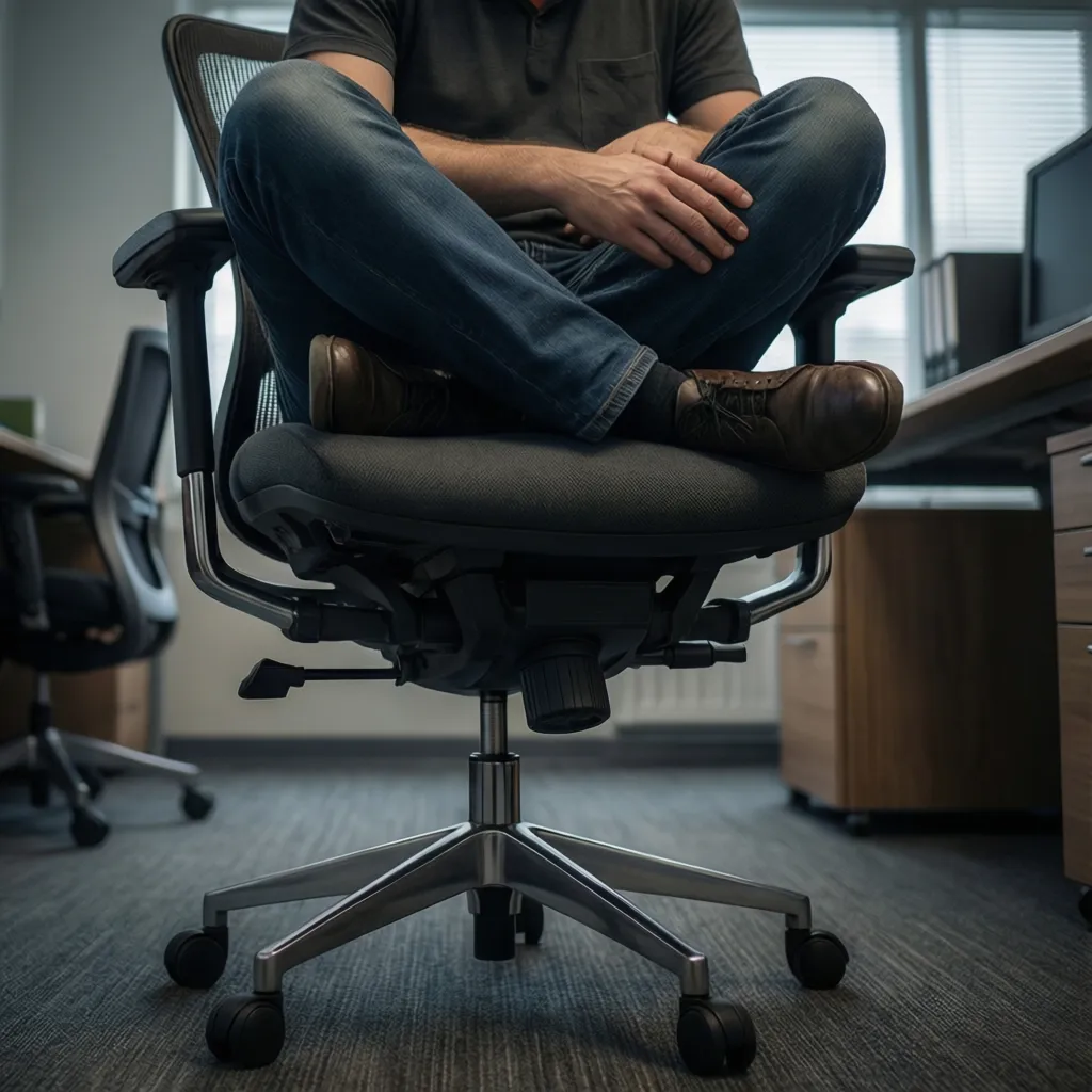 adjusting office chair seat height for cross legged sitting posture