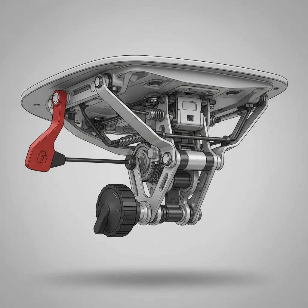 under-seat tilt mechanism and tension knob on ergonomic office chair