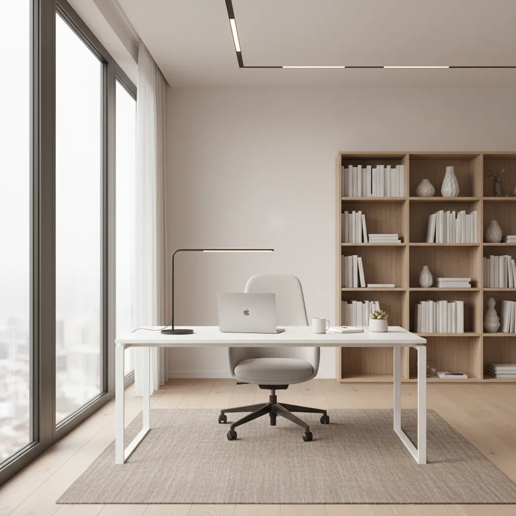 office desk positioned near window with natural daylight and ergonomic chair