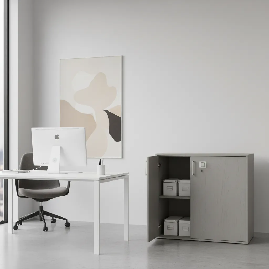 office storage cabinet using magnetic door catch