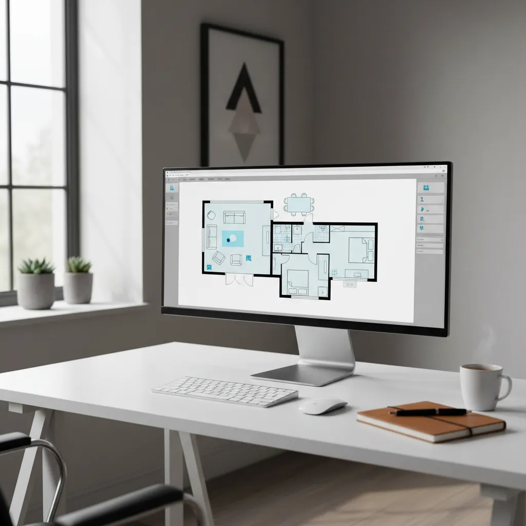 desktop screen displaying a detailed home layout created with offline floor plan software