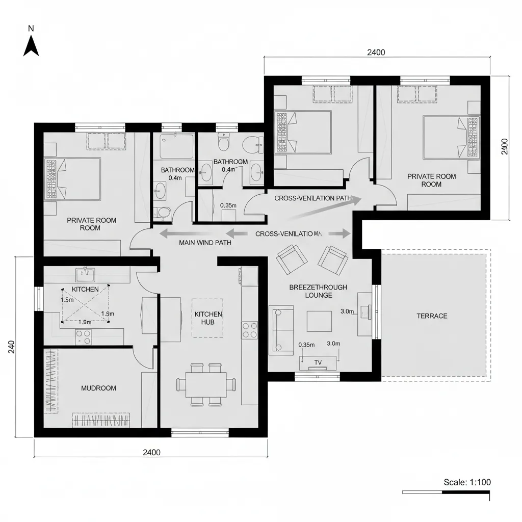 Offset Bar Plan with Vent Stagger