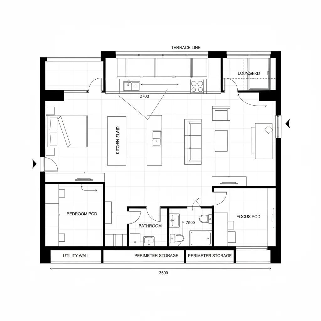 Offset Grid with Quiet Pods