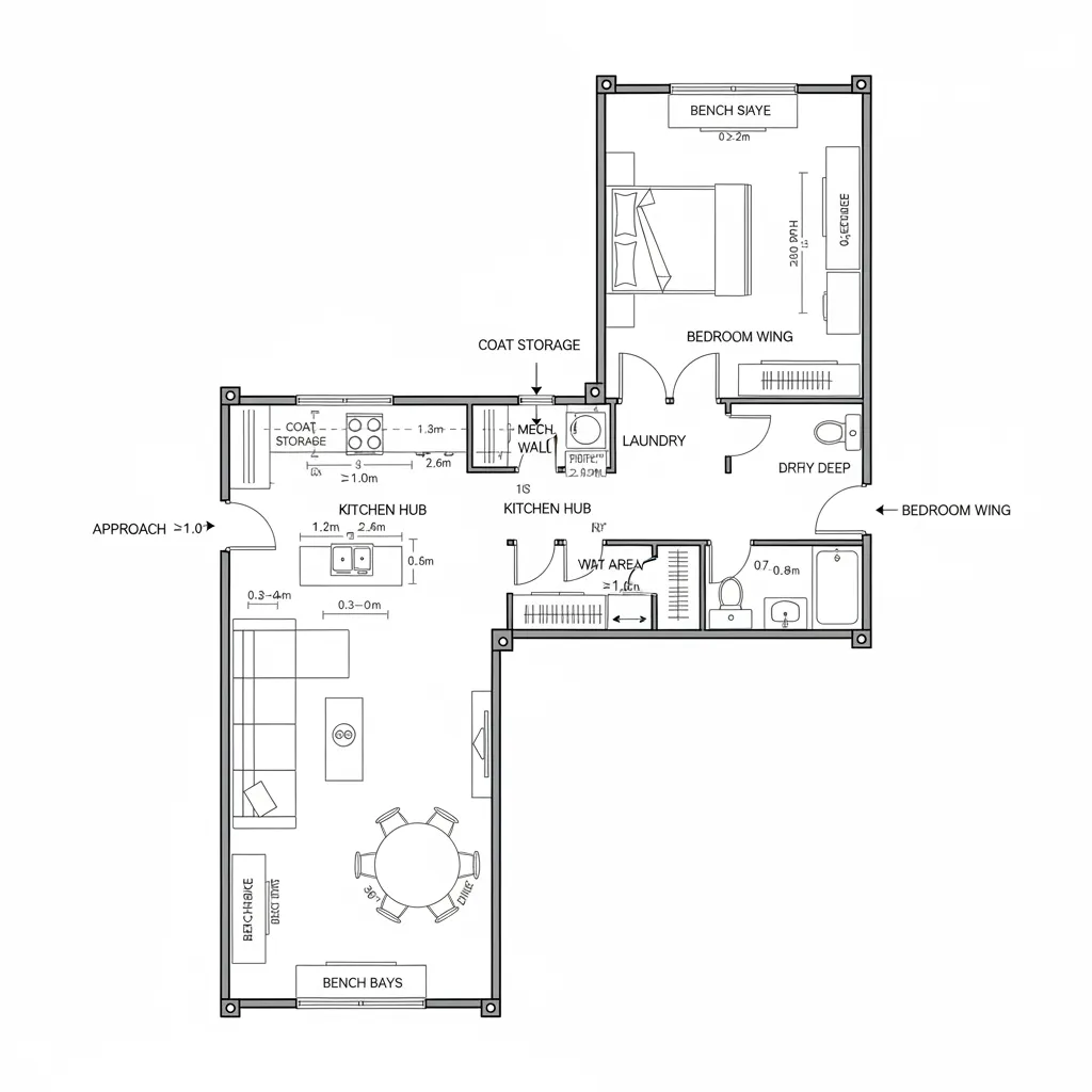 Offset T-Form (2×40' modules with crosspiece)