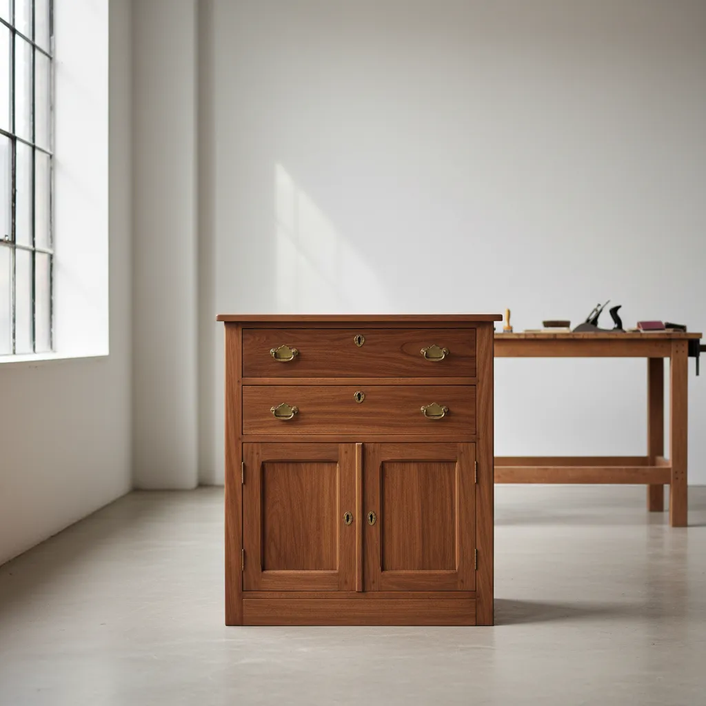 Natural matte oil finish highlighting antique cabinet wood grain