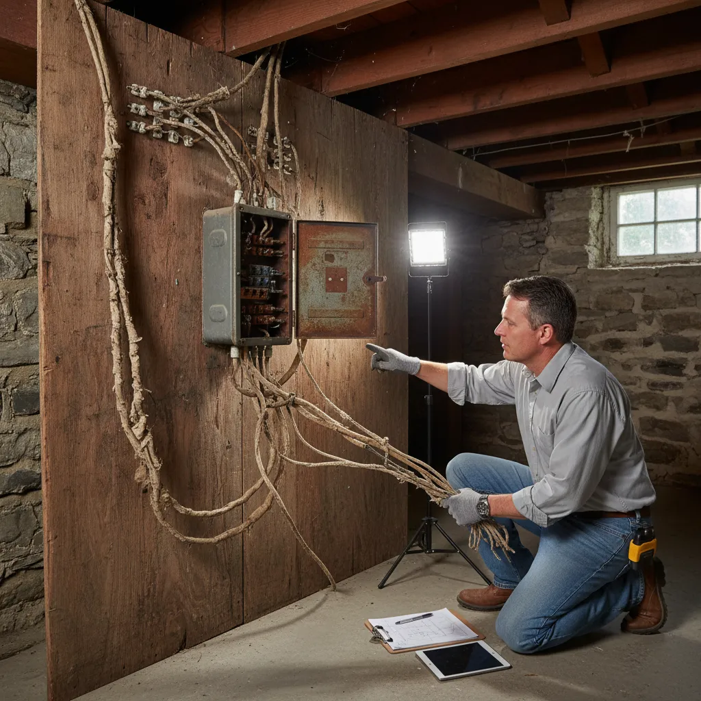 Old electrical wiring system found during a home inspection