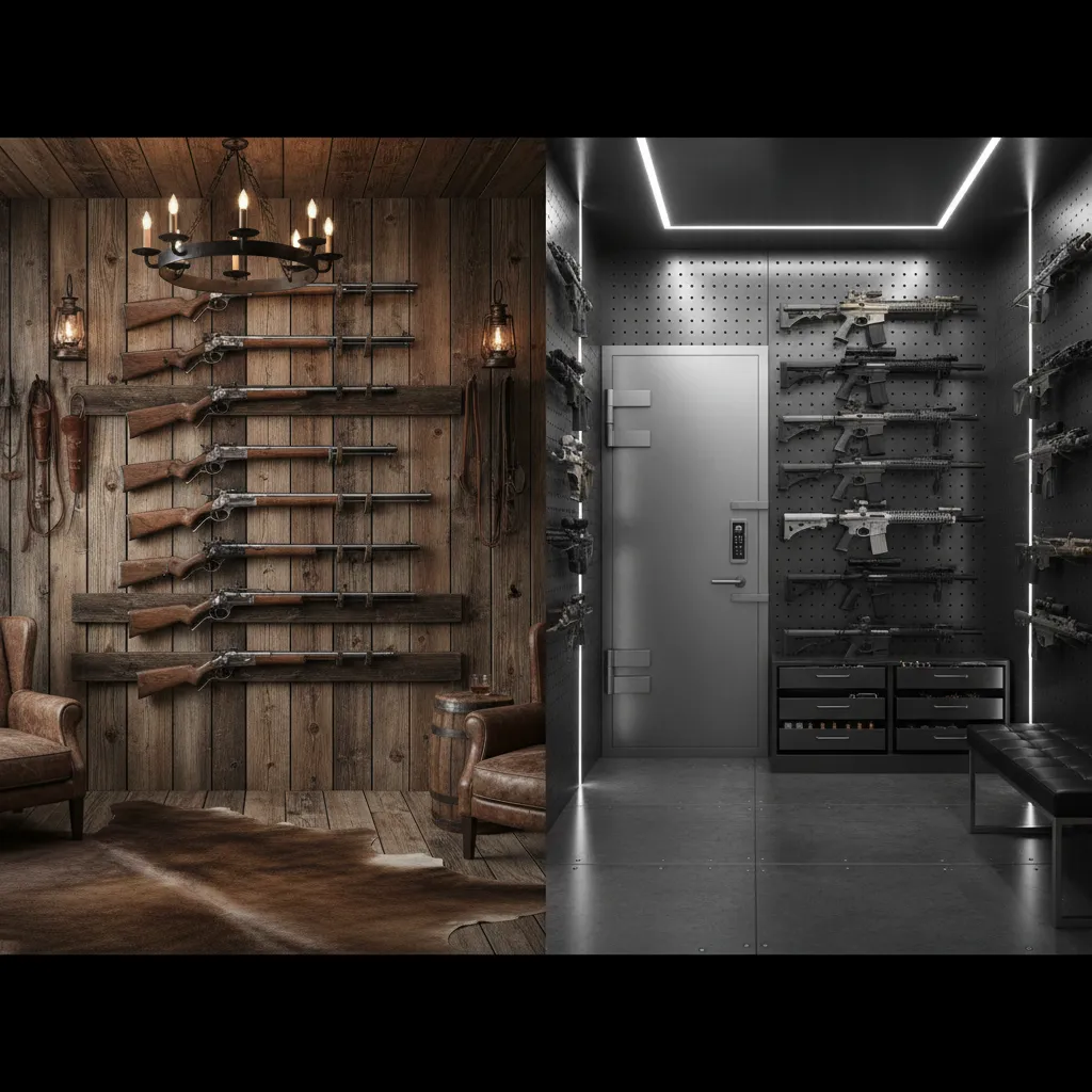 Old West Gun Room vs Modern Gun Safe Room: Design, Security, and Style Compared