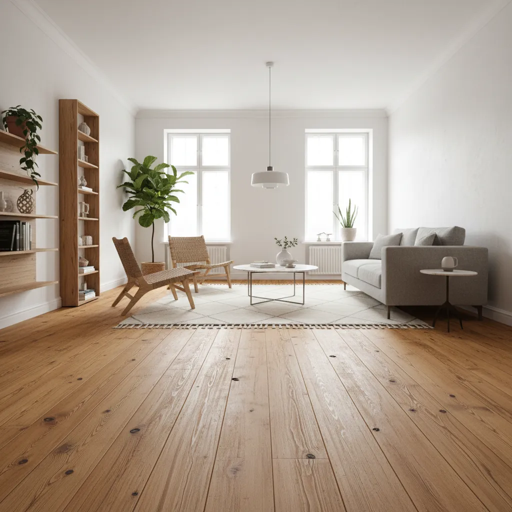 Diseño de interiores con suelo de madera viejo