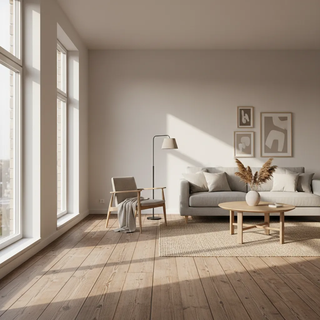 Interior moderno que integra un suelo de madera antiguo