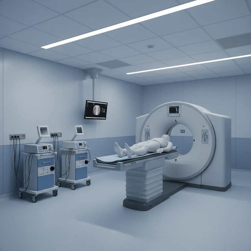 oncology interventional radiology room with CT imaging and ablation equipment