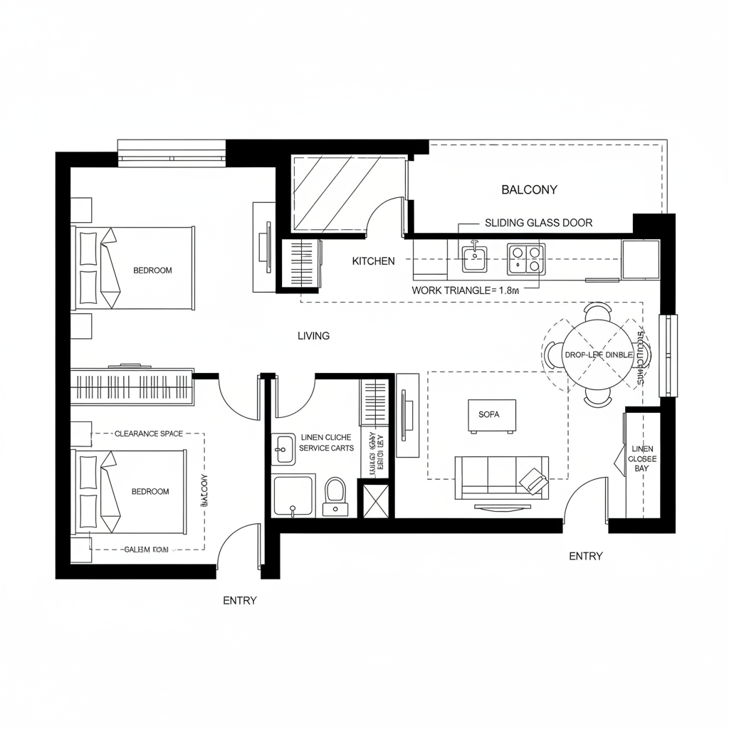 View of Service Apartment Floor Plan—Adaptive Interfaces for Urban Living