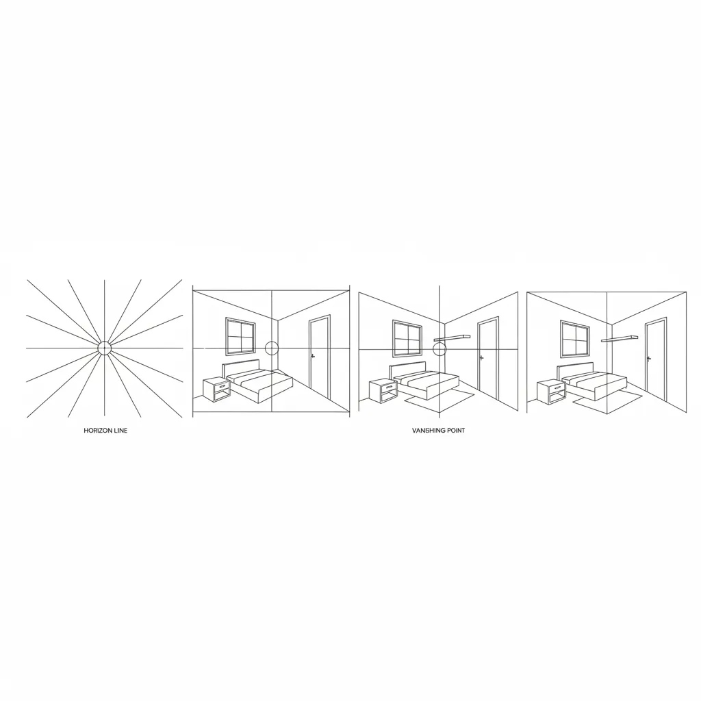 Proceso paso a paso para construir una perspectiva cónica frontal