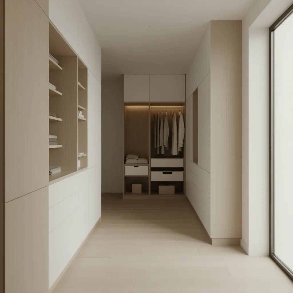 Smart storage areas in a single story home including pantry and hallway closet